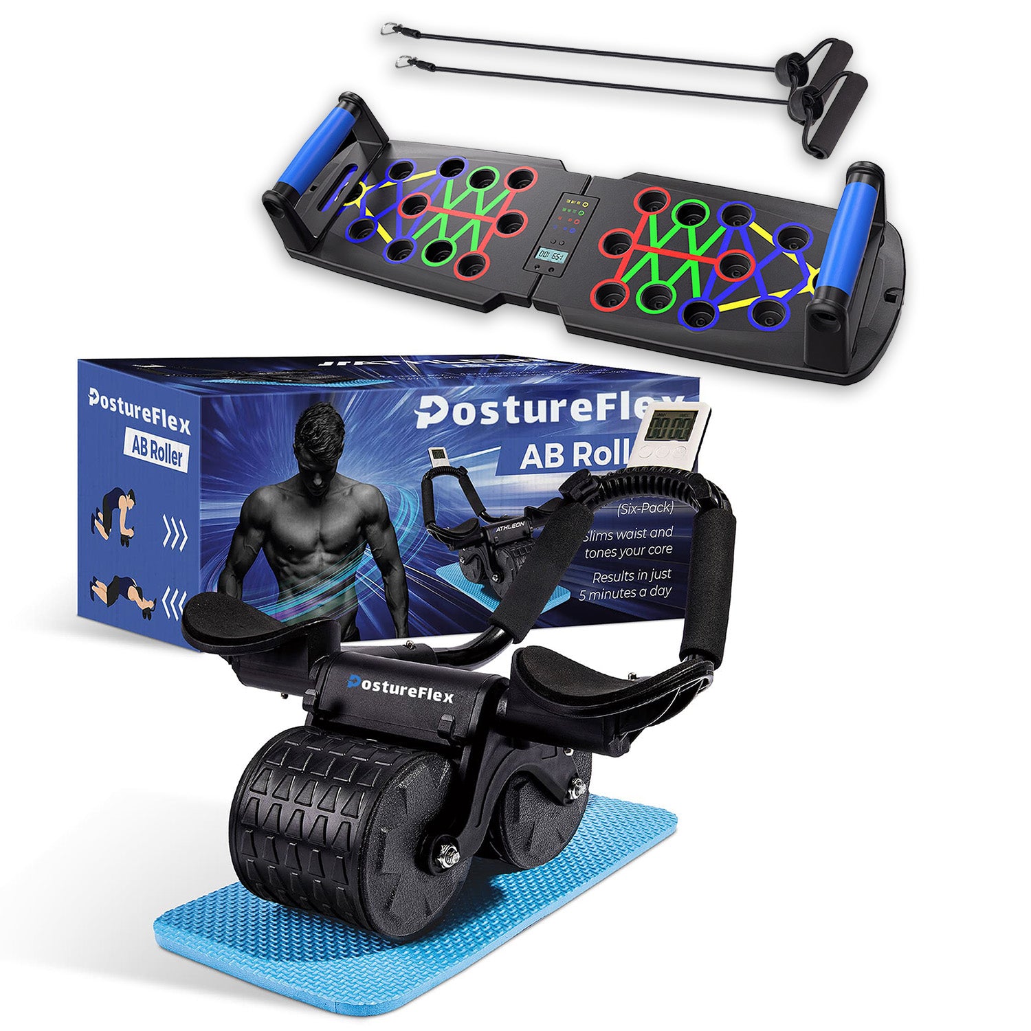 PostureFlex™ Ab Roller + Push Up Board Bundle